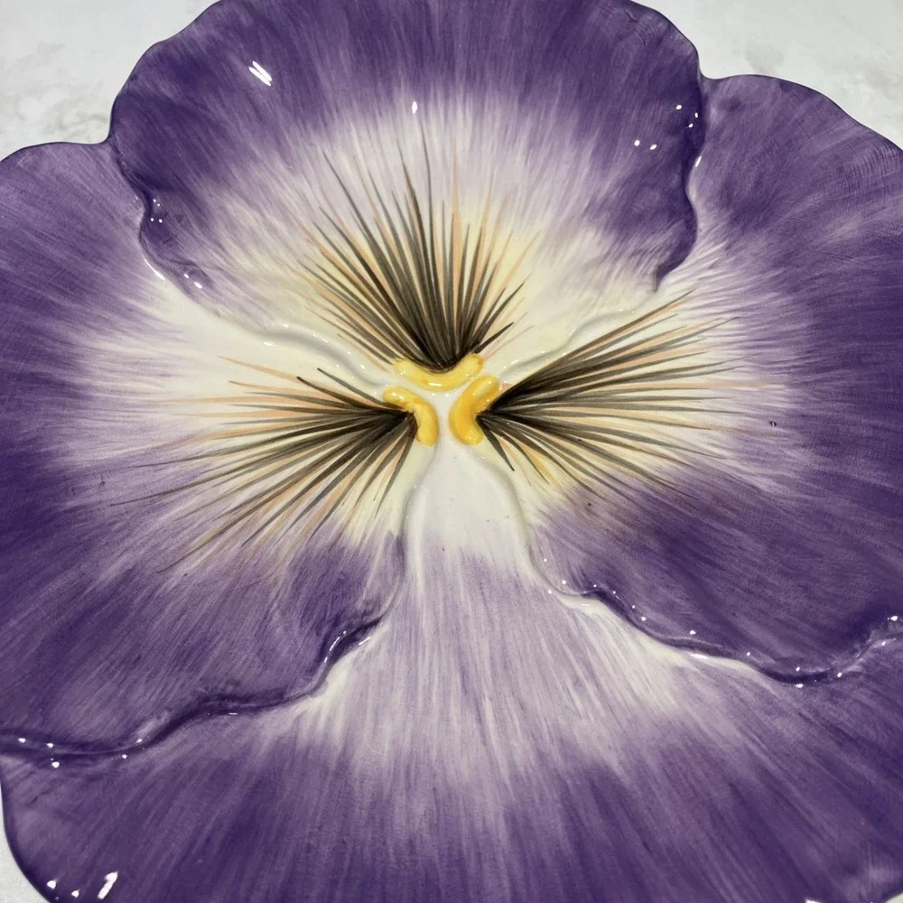 Fitz and Floyd Flower Plate Purple Halcyon Pansy Appetizer Plate Classics 9